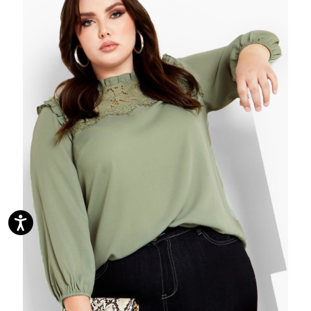 City Chic Lace Angel Elbow Sleeve Top - Never Worn